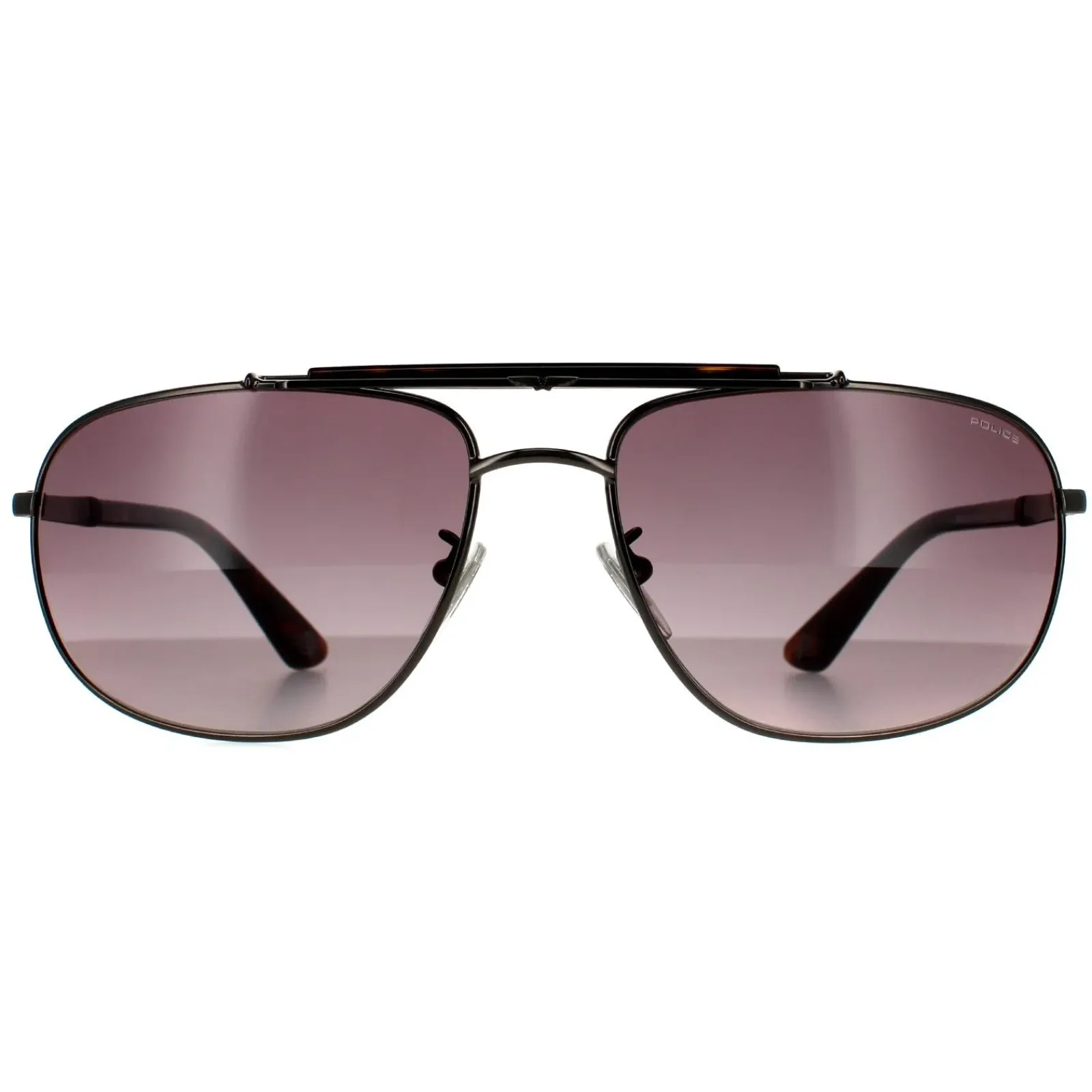 Police Rectangle|Police^Sunglasses SPLD44 Origins 45 0584 Shiny Gunmetal Grey Smoke Gre