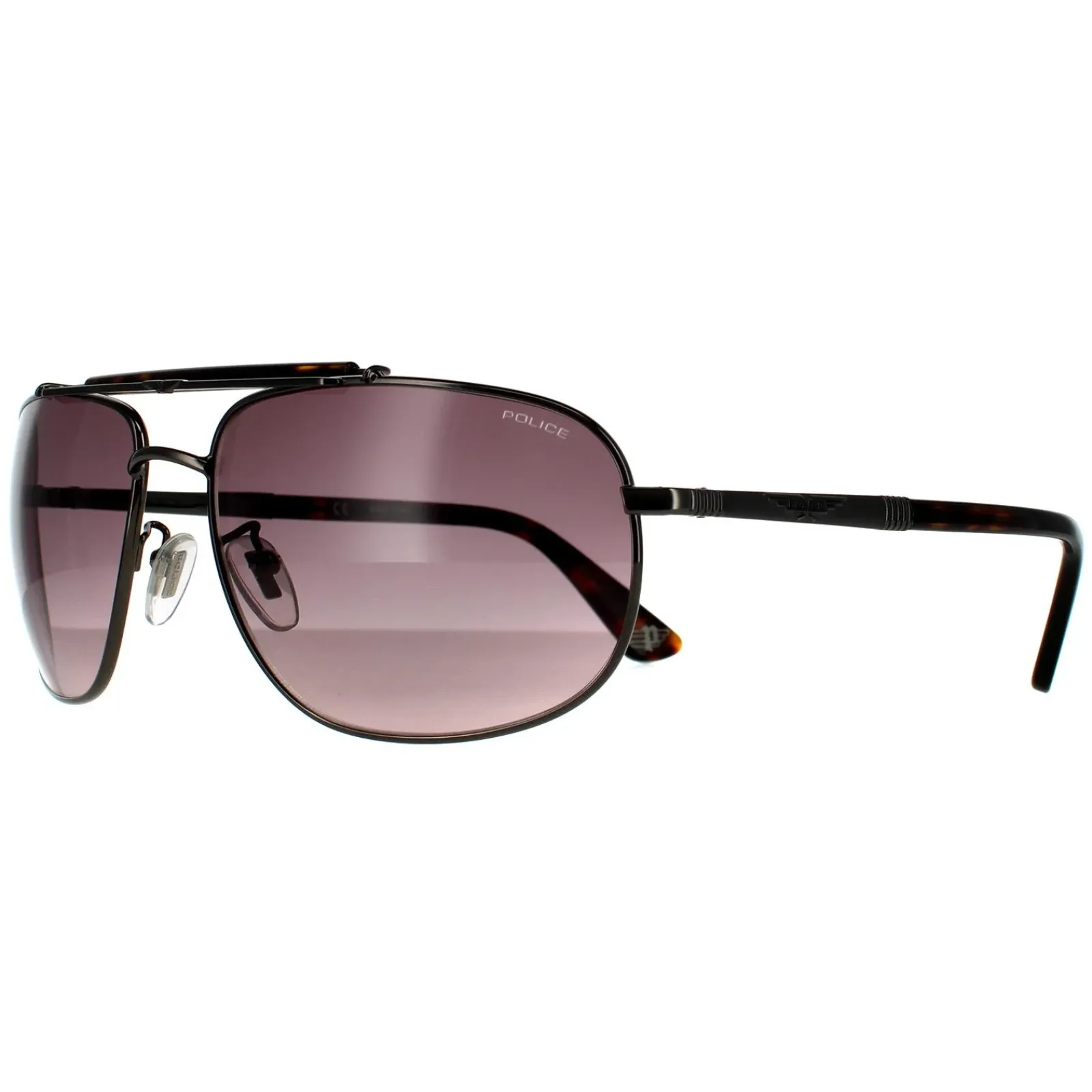 Police Rectangle|Police^Sunglasses SPLD44 Origins 45 0584 Shiny Gunmetal Grey Smoke Gre