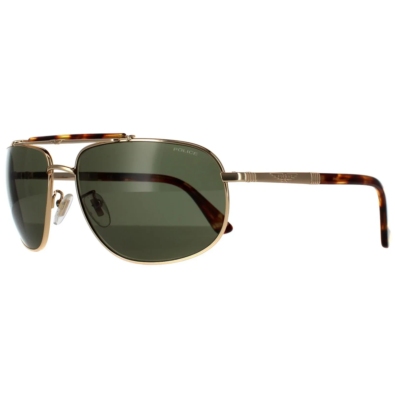 Police Rectangle|Police^Sunglasses SPLD44 Origins 45 0349 Shiny Gold Green