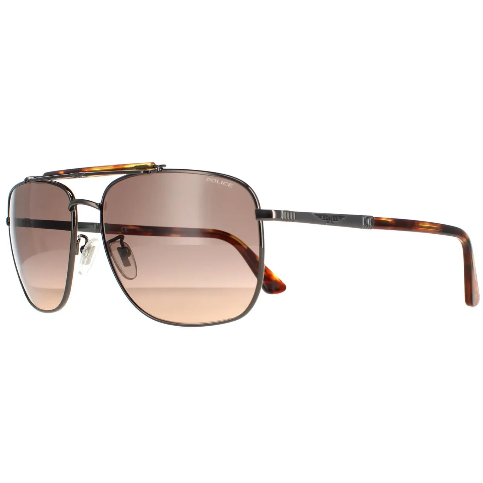 Police Aviator|Police^Sunglasses SPLD43 Origins 44 584K Shiny Gunmetal Matte Smoke Gr