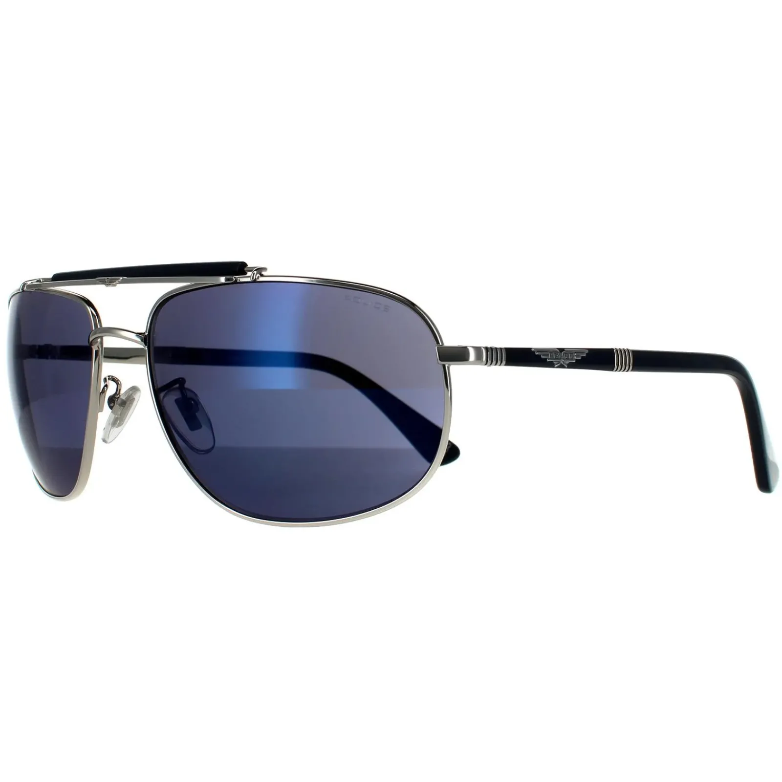 Police Rectangle|Police^Sunglasses SPLD44 Origins 45 E70B Shiny Palladium Blue Blue Mir