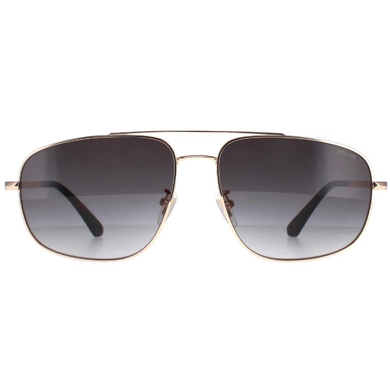 Police Aviator|Police^Sunglasses SPLE04 0300 Shiny Total Rose Gold Smoke Gradient