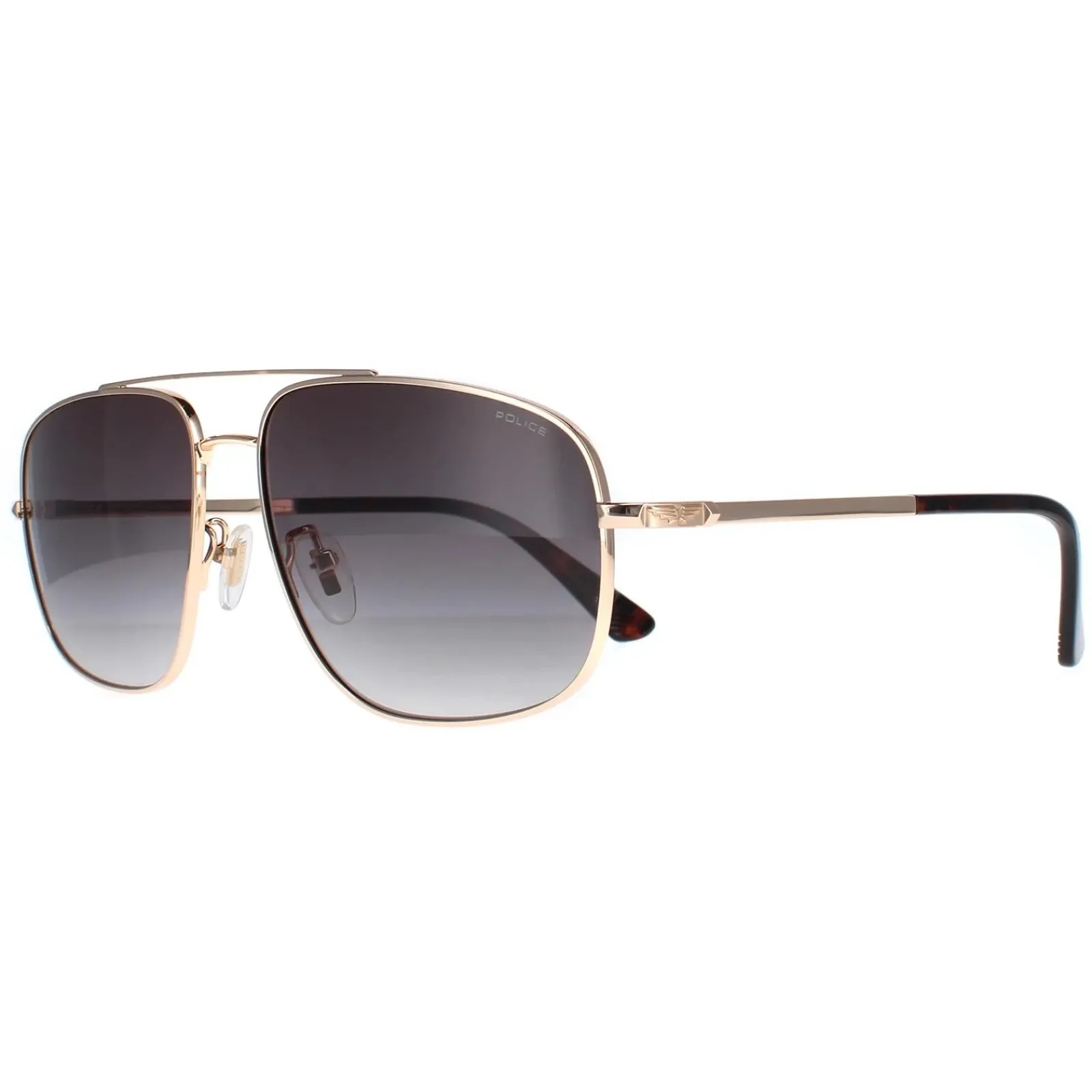 Police Aviator|Police^Sunglasses SPLE04 0300 Shiny Total Rose Gold Smoke Gradient