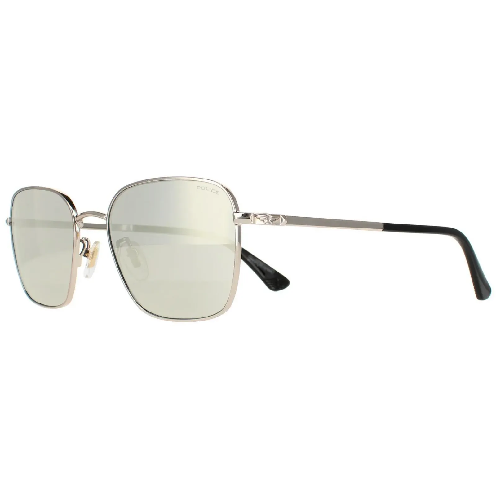 Police Square|Police^Sunglasses SPLE03 Roadie 1 8FEX Shiny Camel Brown Smoke Silver
