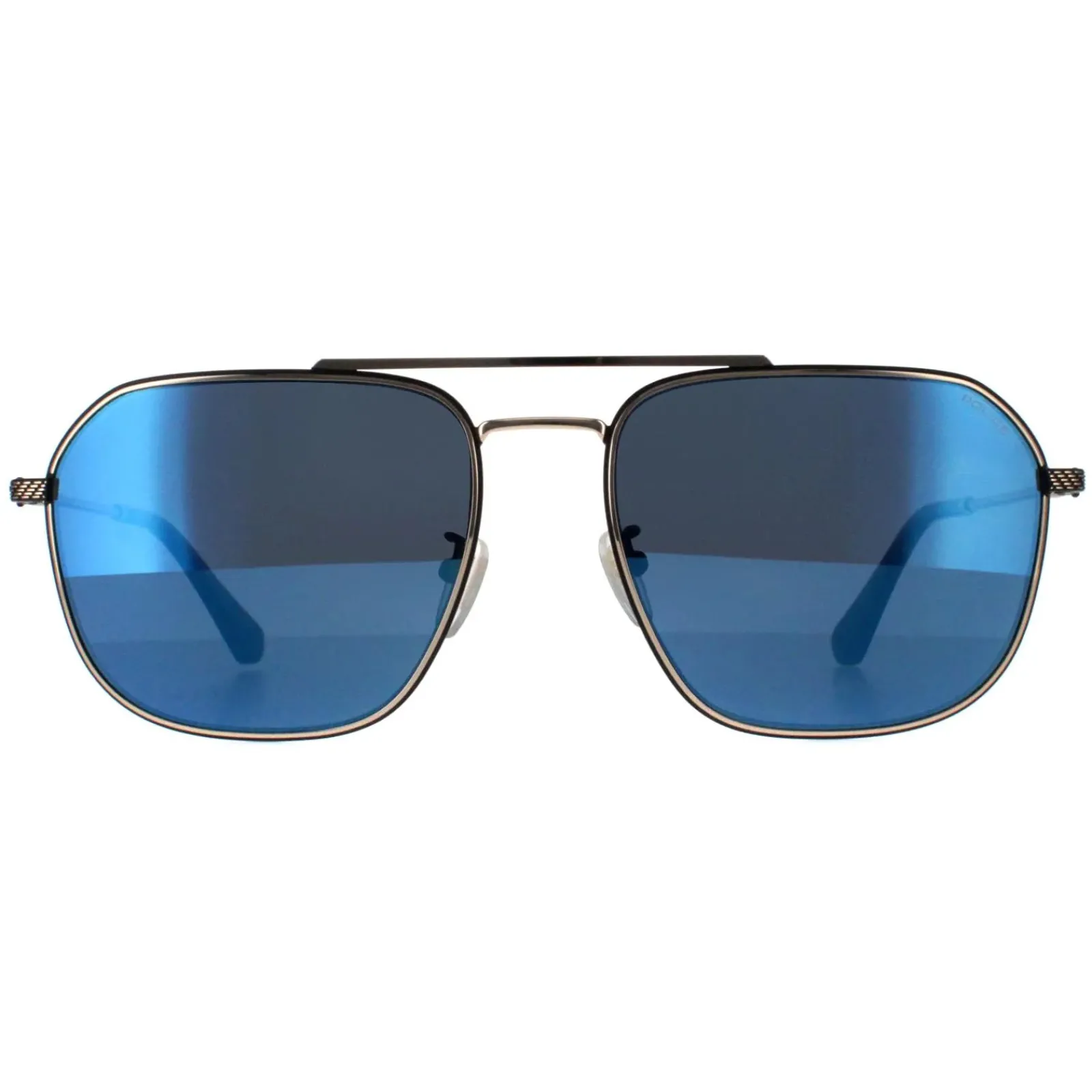 Police Aviator|Police^Sunglasses SPLF64 Octane 1 300B Shiny Pink Gold Smoke Mirror Bl