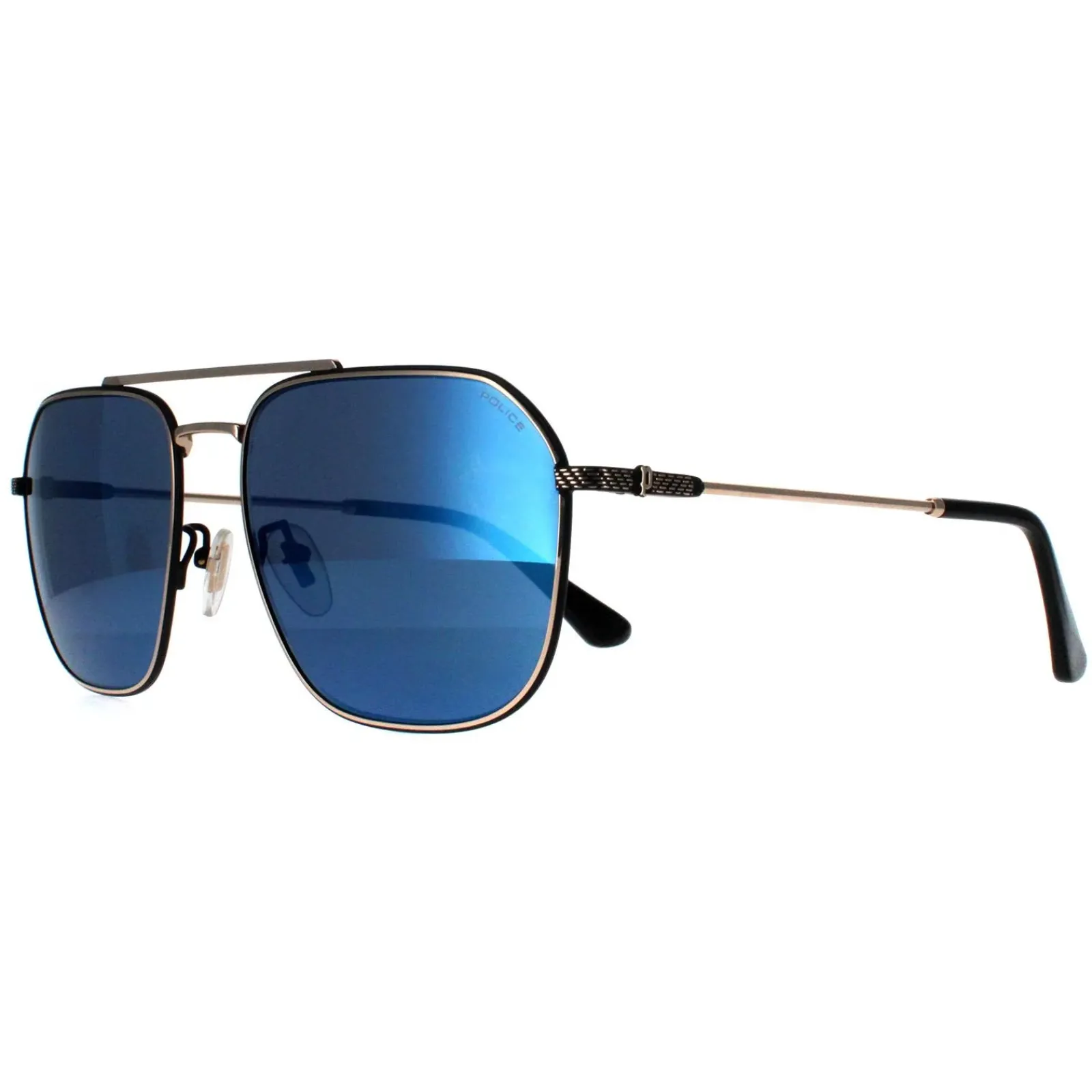 Police Aviator|Police^Sunglasses SPLF64 Octane 1 300B Shiny Pink Gold Smoke Mirror Bl
