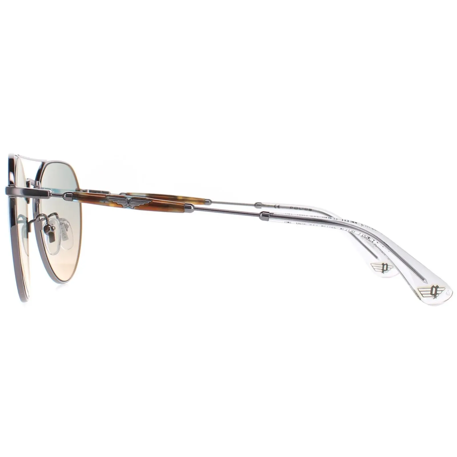 Police Aviator|Aviator^Sunglasses SPLF14 Urban 7 509B Shiny Ruthenium Smoke Mirror Sil