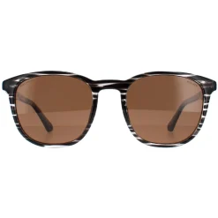 Police Round|Police^Sunglasses SPLF18E 6BZP Striped Grey Brown Polarized
