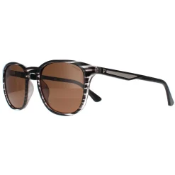 Police Round|Police^Sunglasses SPLF18E 6BZP Striped Grey Brown Polarized