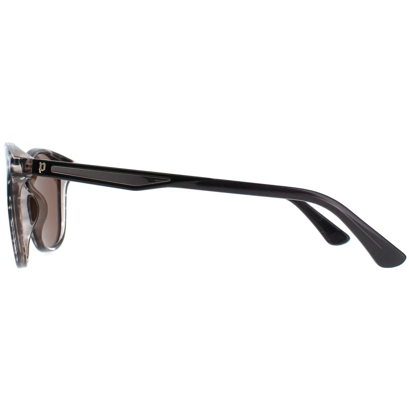 Police Round|Police^Sunglasses SPLF18E 6BZP Striped Grey Brown Polarized
