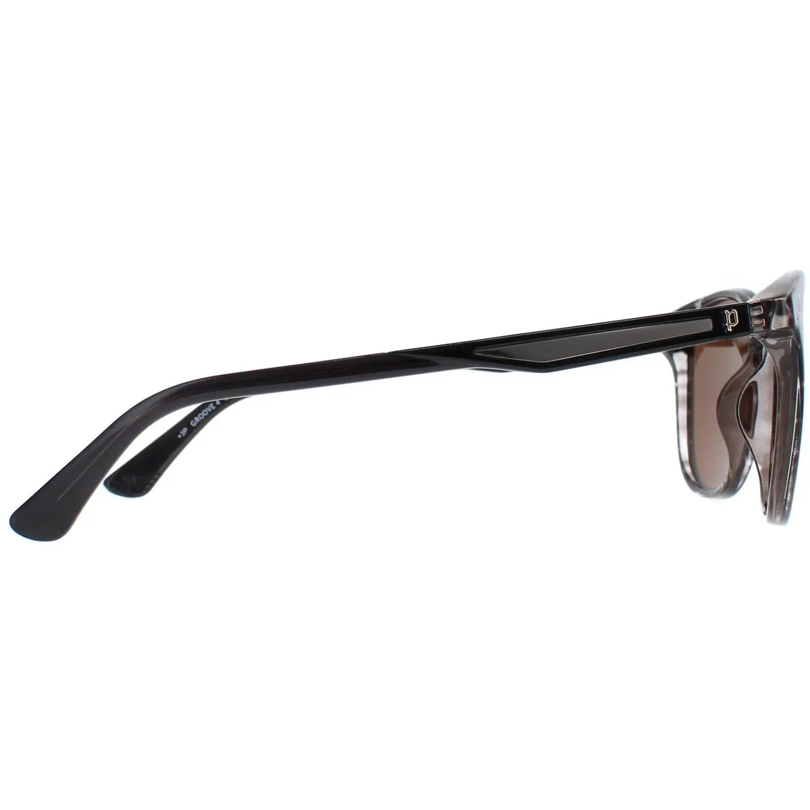 Police Round|Police^Sunglasses SPLF18E 6BZP Striped Grey Brown Polarized