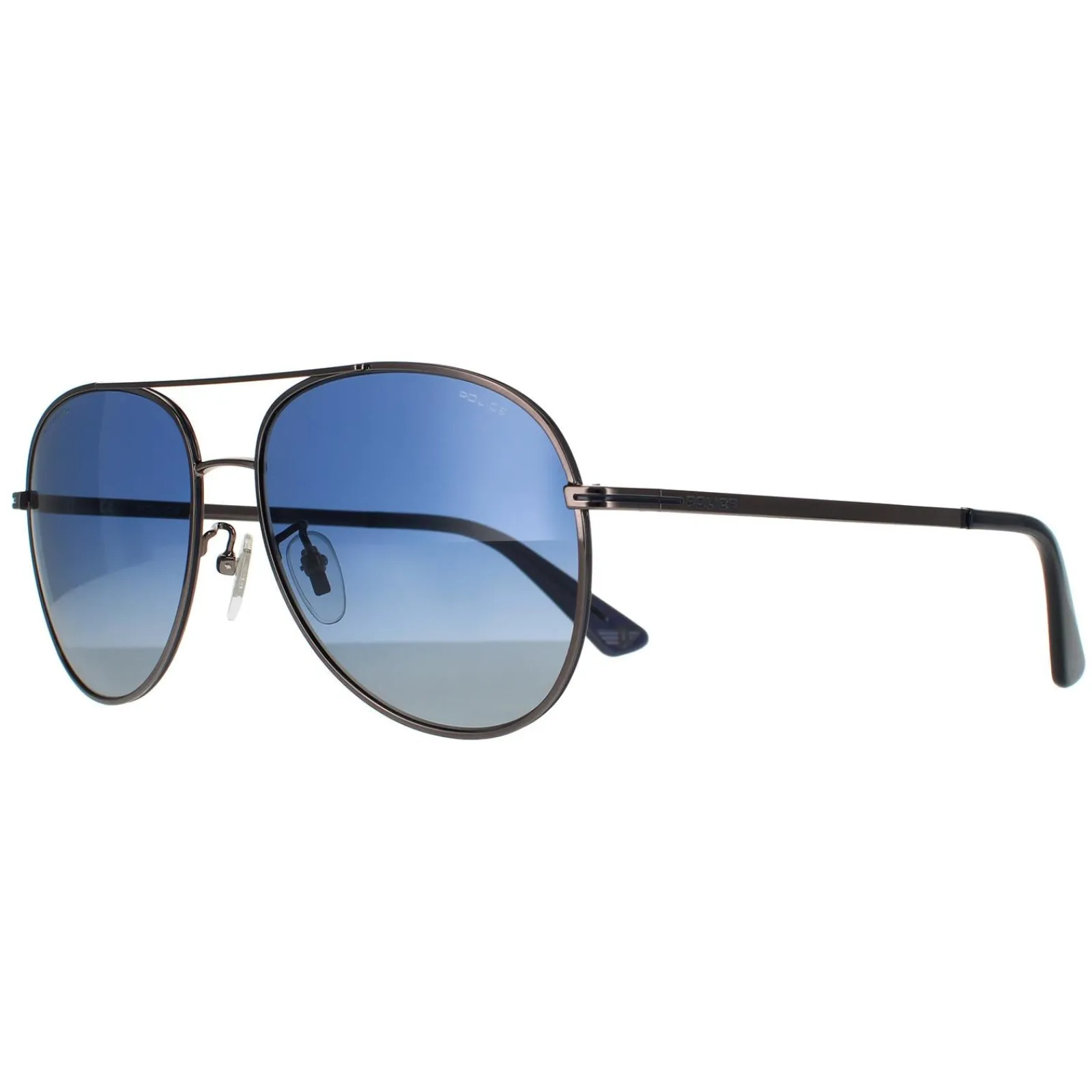 Police Polarised^Sunglasses SPL777N K53P Shiny Gunmetal Blue Gradient Polarized
