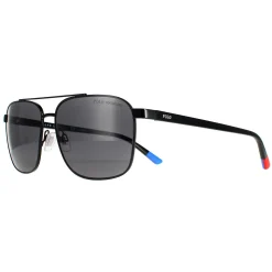 Polo Ralph Lauren Polarised|Aviator^Sunglasses PH3135 900381 Shiny Black Grey Polarized