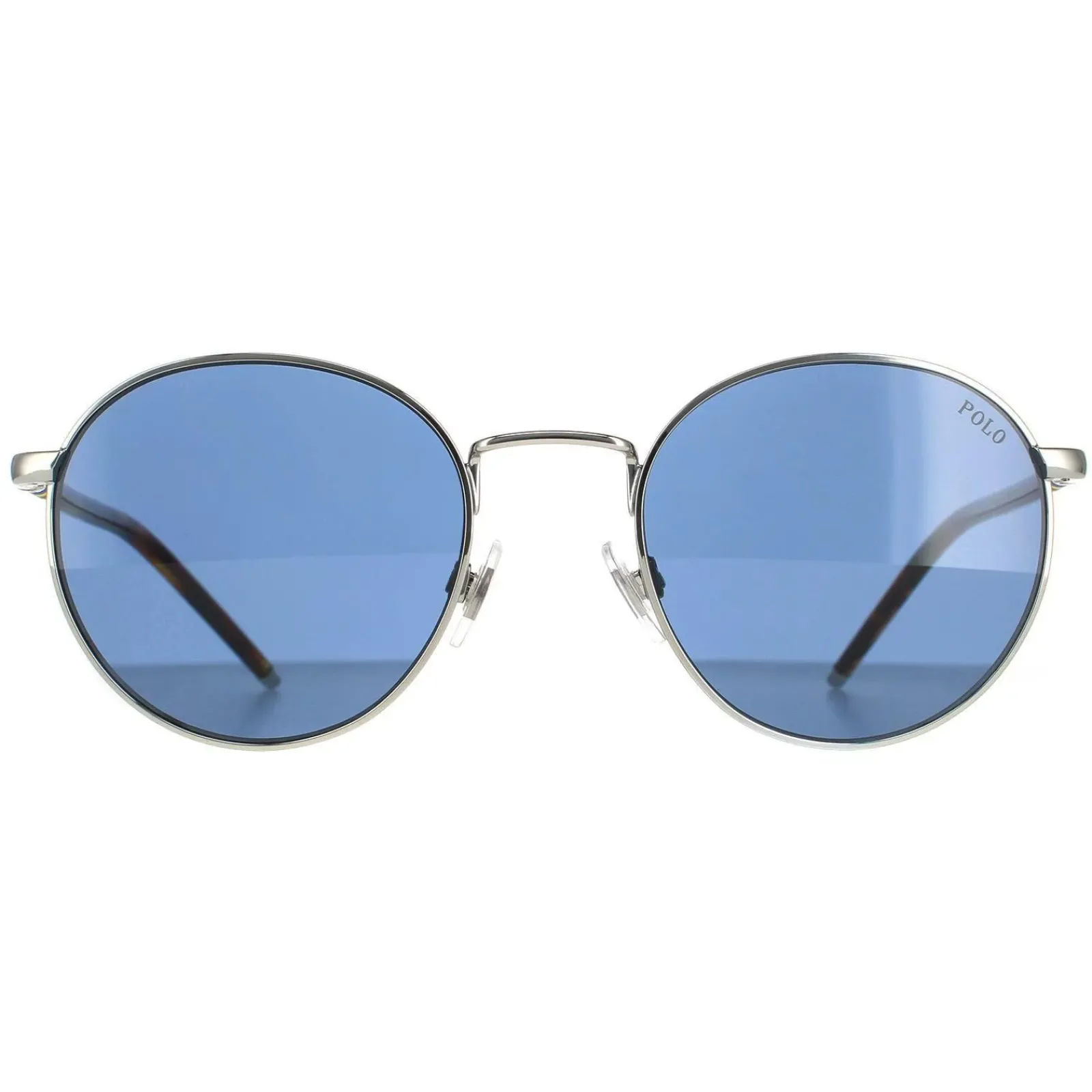 Polo Ralph Lauren Round^Sunglasses PH3133 900180 Shiny Silver Dark Blue