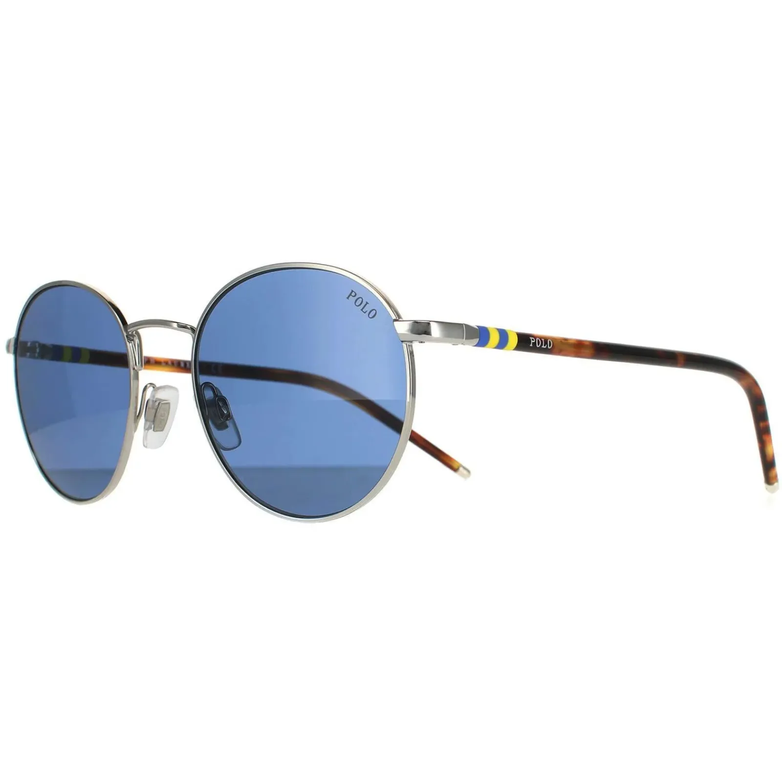 Polo Ralph Lauren Round^Sunglasses PH3133 900180 Shiny Silver Dark Blue