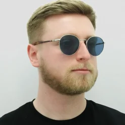 Polo Ralph Lauren Round^Sunglasses PH3133 900180 Shiny Silver Dark Blue