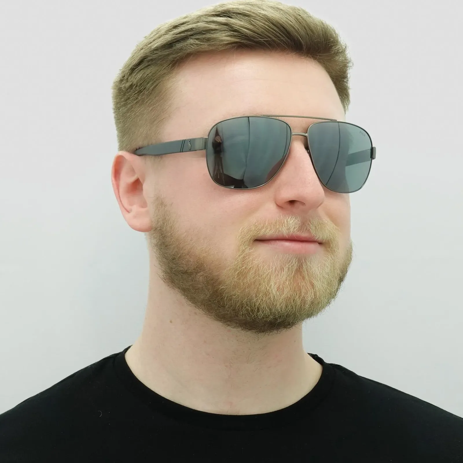 Polo Ralph Lauren Aviator^Sunglasses PH3110 91576G Semi Shiny Dark Gunmetal Si