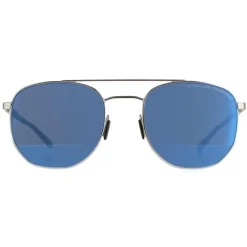 Porsche Design Round^Sunglasses P8695 D Palladium Strong Dark Blue Mirror