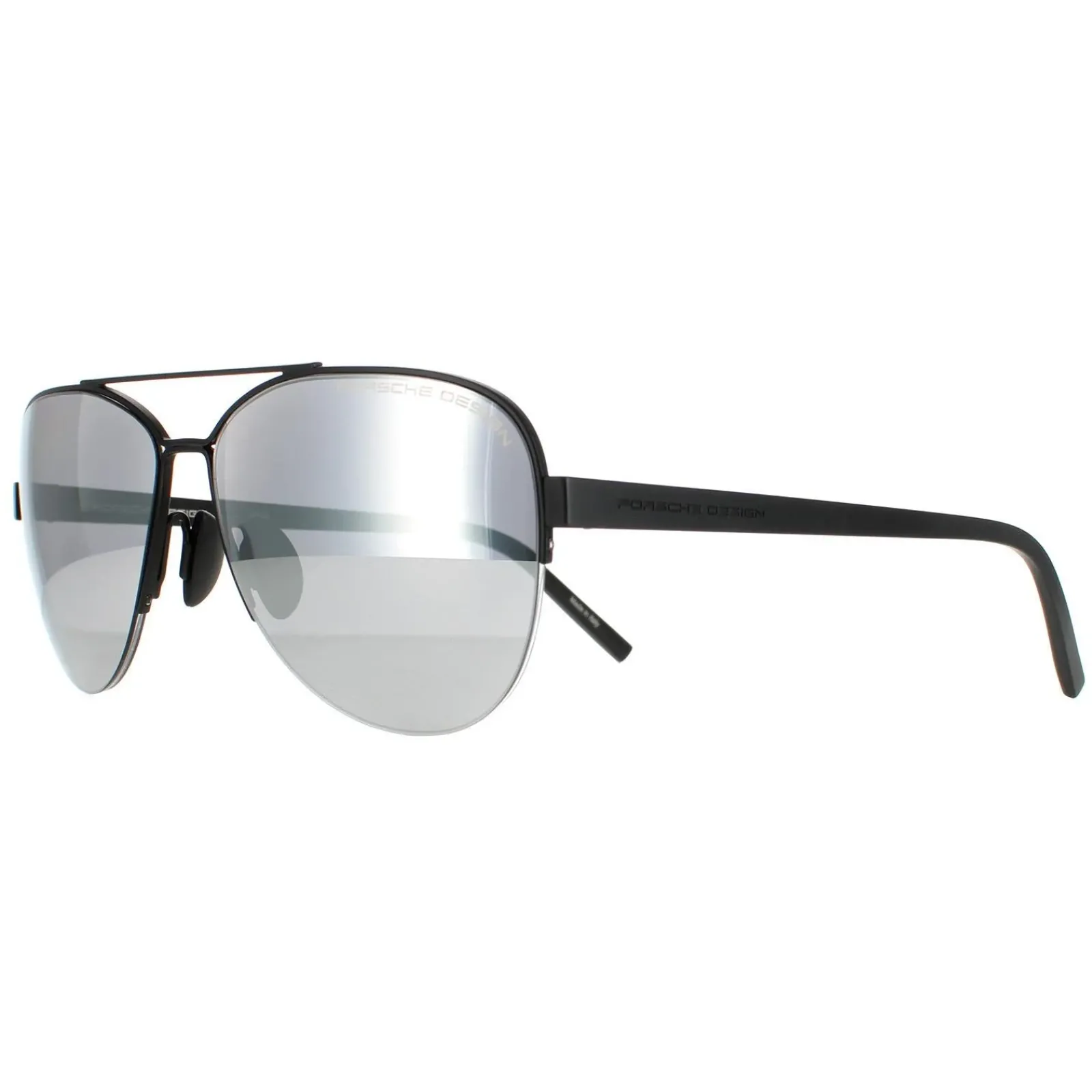 Porsche Design Aviator^Sunglasses P8676 A Black Mercury Silver Mirror