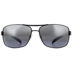 Prada Sport Polarised^Sunglasses 54IS 1AB2F2 Black Rubber Grey Mirror Silver Gra