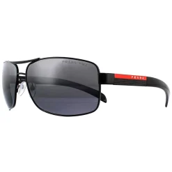 Prada Sport Polarised^Sunglasses 54IS 1AB2F2 Black Rubber Grey Mirror Silver Gra