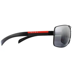 Prada Sport Polarised^Sunglasses 54IS 1AB2F2 Black Rubber Grey Mirror Silver Gra