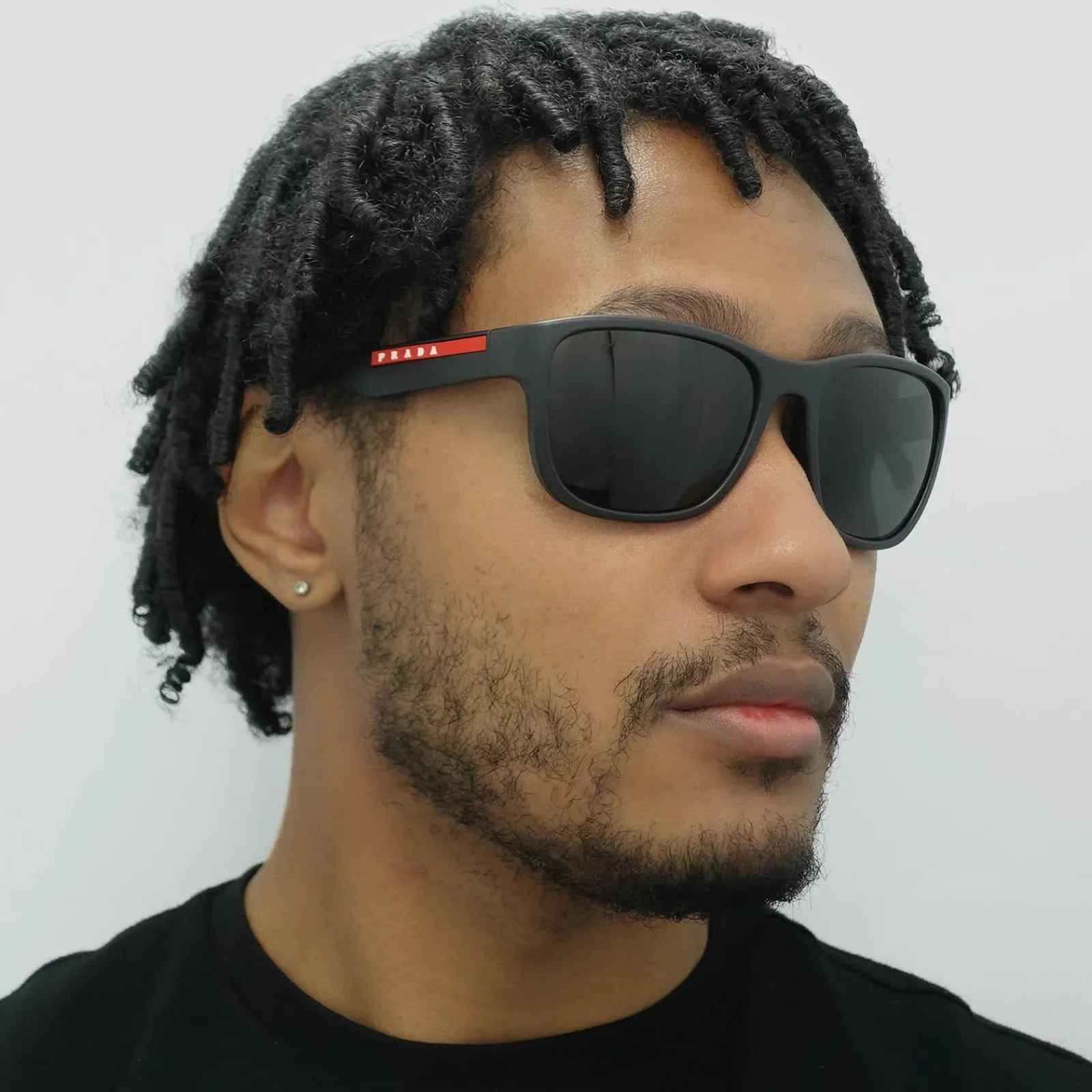 Prada Sport Rectangle^Sunglasses Mens PS01US DG05S0 - Rectangle Black Rubber Fra