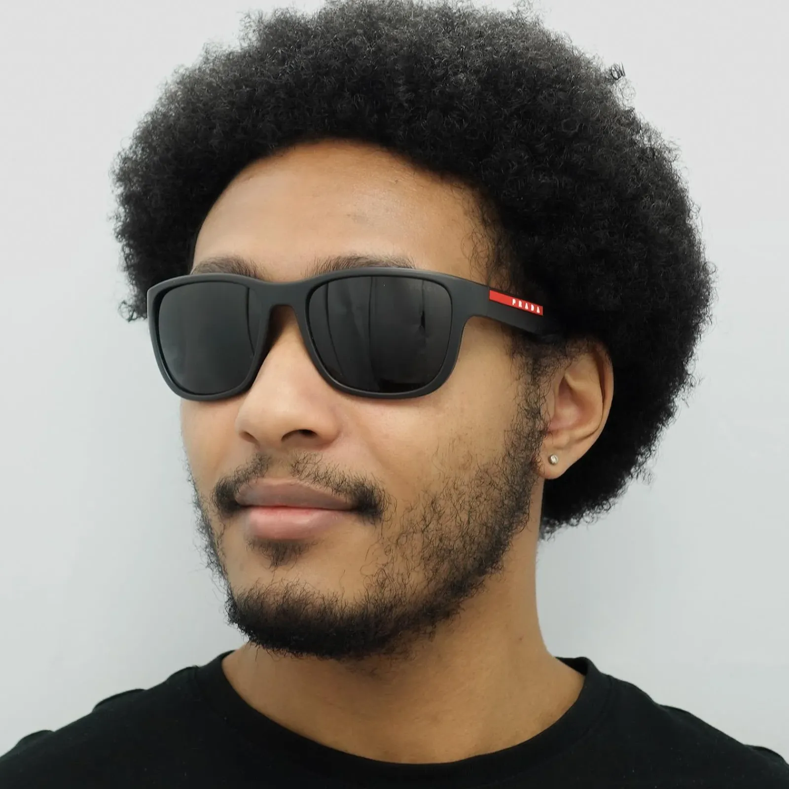Prada Sport Rectangle^Sunglasses Mens PS01US DG05S0 - Rectangle Black Rubber Fra