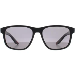Prada Sport Polarised|Rectangle^Sunglasses PS06YS DG002G Black Rubber Dark Grey Polarized