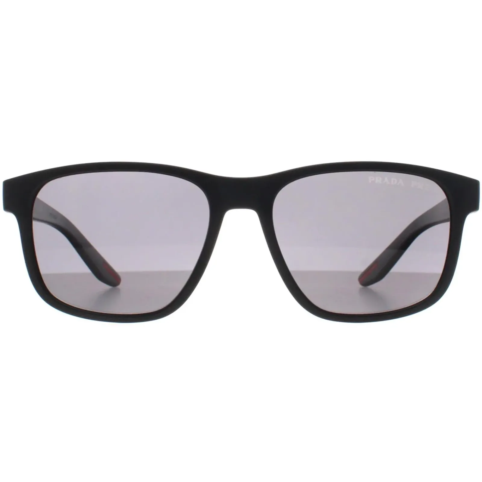 Prada Sport Polarised|Rectangle^Sunglasses PS06YS DG002G Black Rubber Dark Grey Polarized
