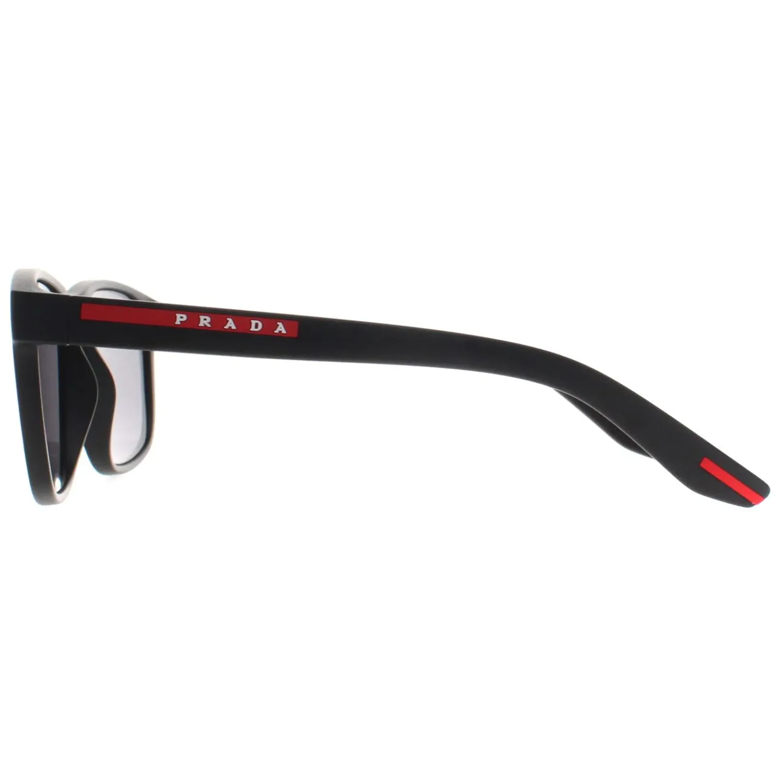 Prada Sport Polarised|Rectangle^Sunglasses PS06YS DG002G Black Rubber Dark Grey Polarized