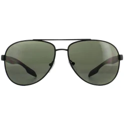 Prada Sport Polarised^Sunglasses 53PS DG05X1 Black Rubber Green