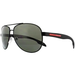 Prada Sport Polarised^Sunglasses 53PS DG05X1 Black Rubber Green