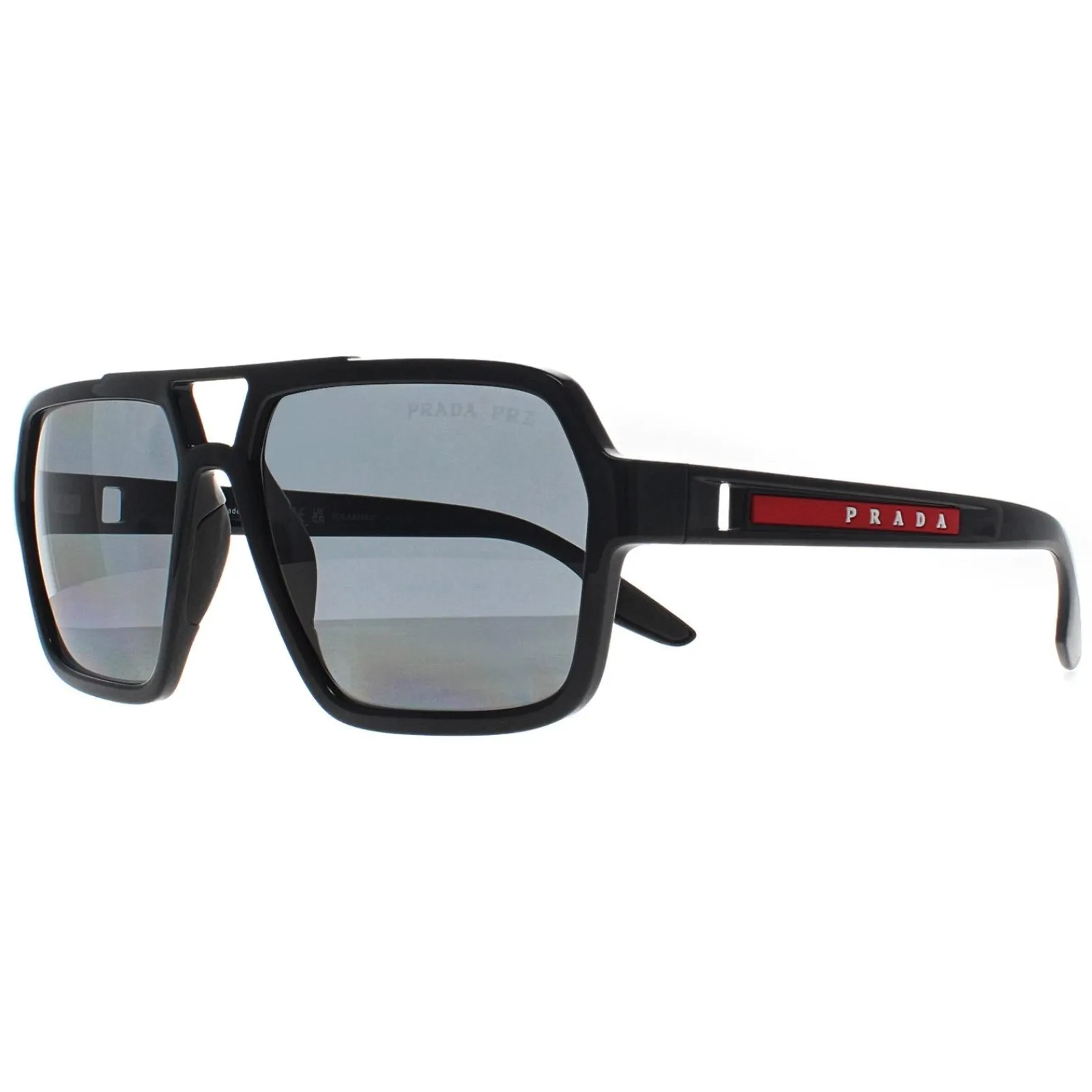 Prada Sport Polarised|Aviator^Sunglasses PS01XS 1AB02G Black Dark Grey Polarized