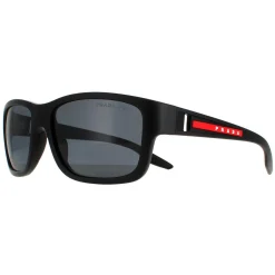 Prada Sport Polarised^Sunglasses PS01WS DG002G Black Rubber Dark Grey Polarized