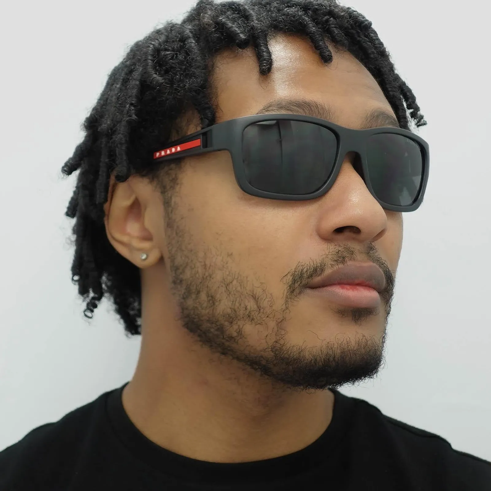 Prada Sport Polarised^Sunglasses PS01WS DG002G Black Rubber Dark Grey Polarized
