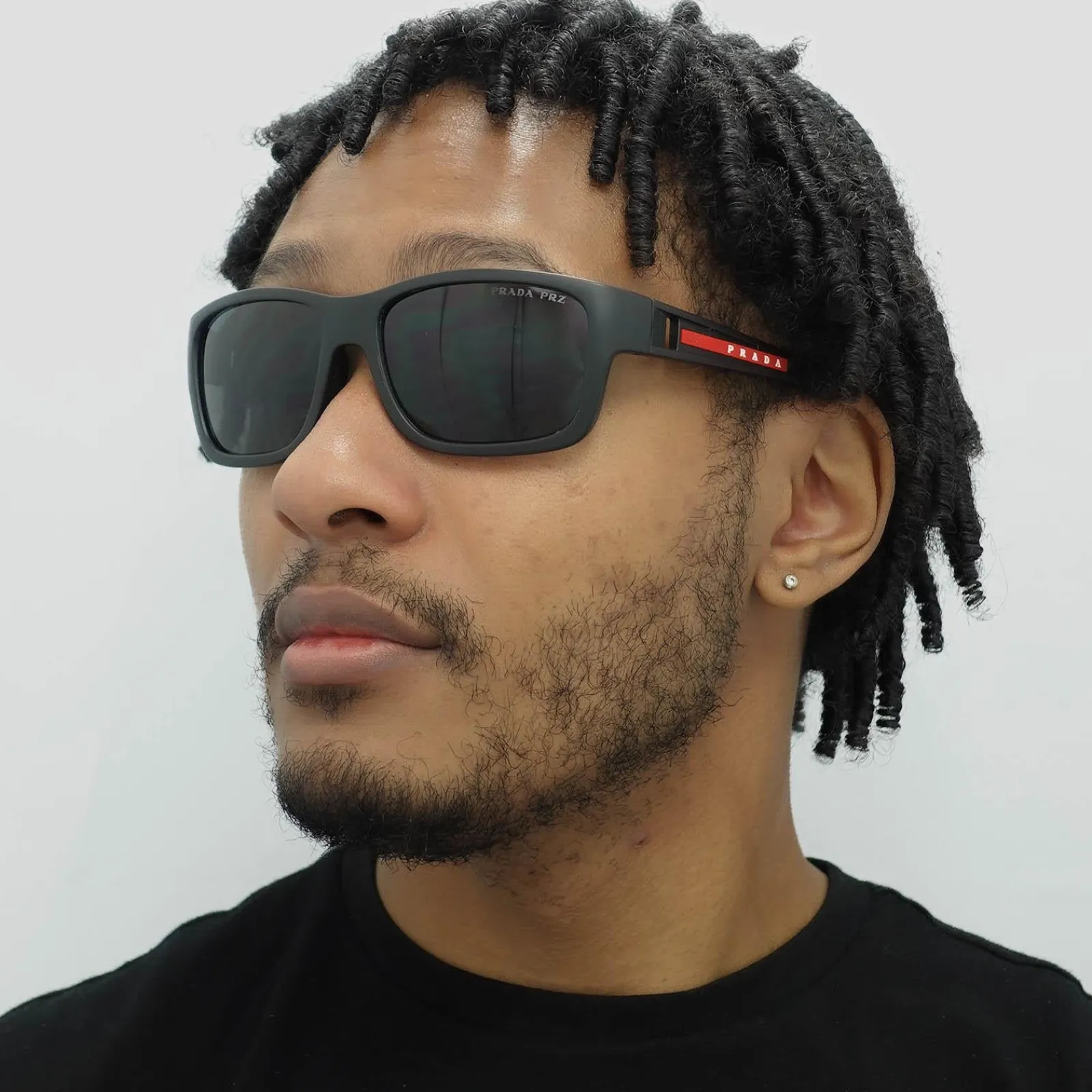 Prada Sport Polarised^Sunglasses PS01WS DG002G Black Rubber Dark Grey Polarized