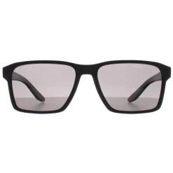 Prada Sport Polarised|Rectangle^Sunglasses PS05YS DG002G Black Rubber Dark Grey Polarized