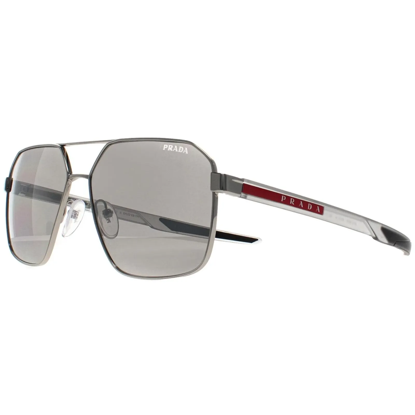 Prada Sport Aviator^Sunglasses PS55WS 1BC07F Silver Light Grey Silver Mirror