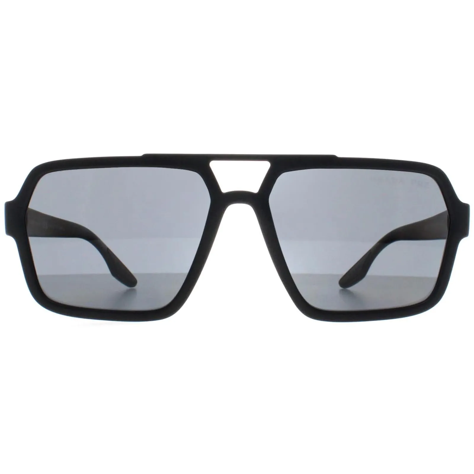 Prada Sport Polarised|Aviator^Sunglasses PS01XS DG002G Black Rubber Dark Grey Polarized