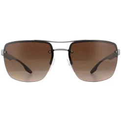 Prada Sport Polarised^Sunglasses PS60US DG1724 Gunmetal Rubber Brown Gradient Po