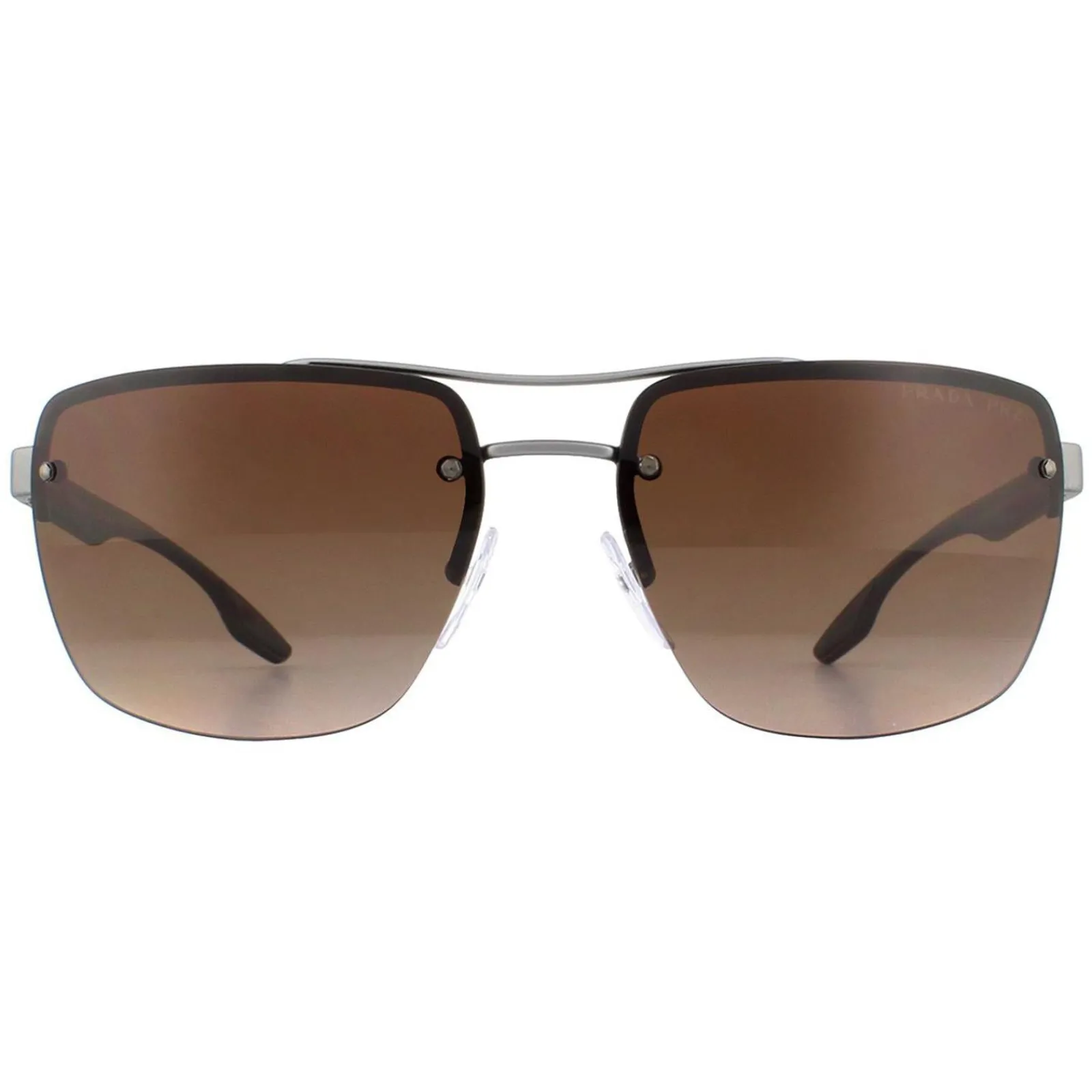 Prada Sport Polarised^Sunglasses PS60US DG1724 Gunmetal Rubber Brown Gradient Po