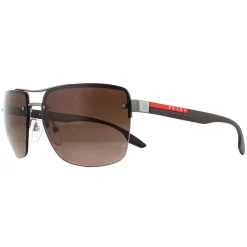Prada Sport Polarised^Sunglasses PS60US DG1724 Gunmetal Rubber Brown Gradient Po