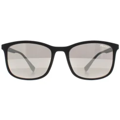 Prada Sport Rectangle^Sunglasses PS01TS DG02B0 Black Rubber Light Grey Silver Mi