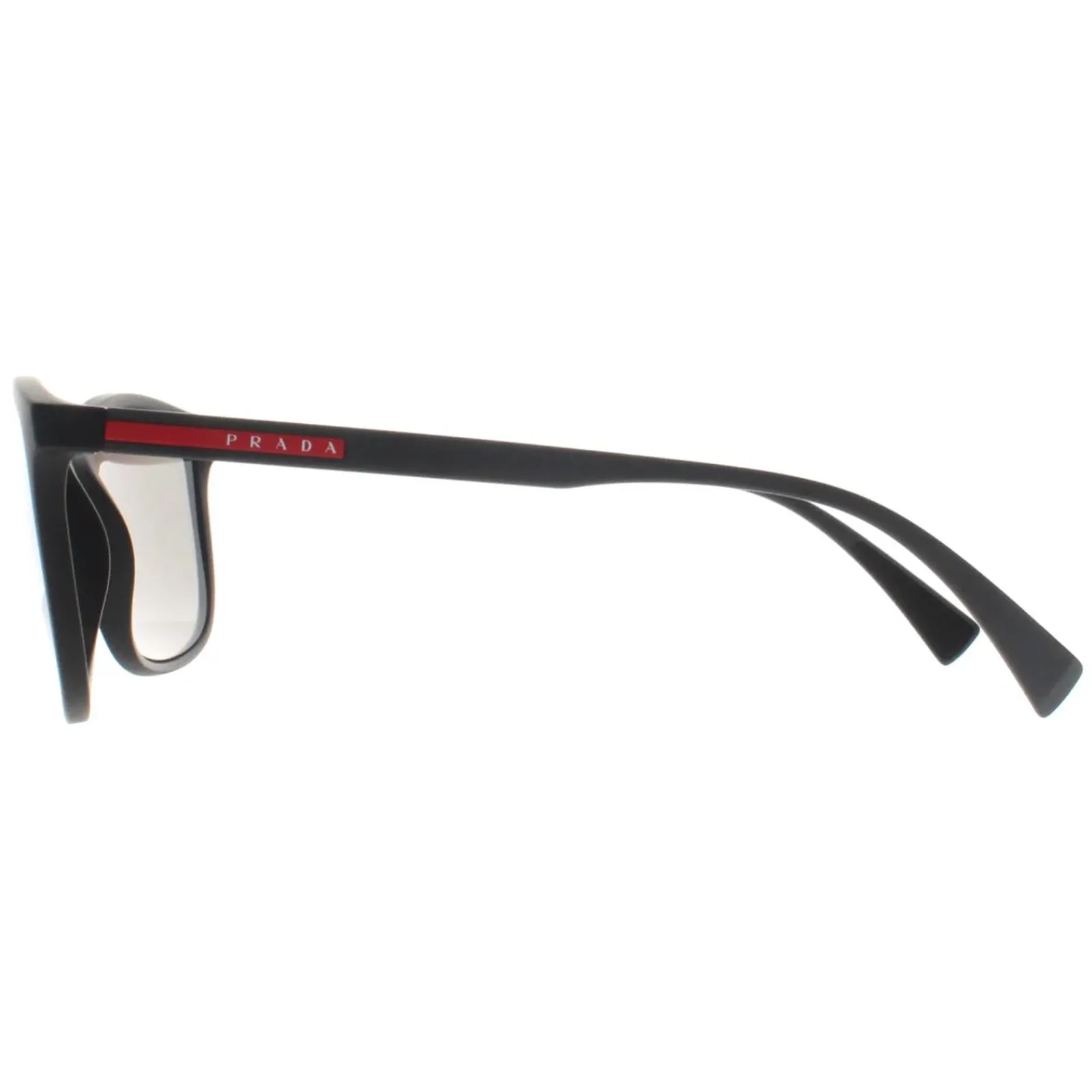 Prada Sport Rectangle^Sunglasses PS01TS DG02B0 Black Rubber Light Grey Silver Mi