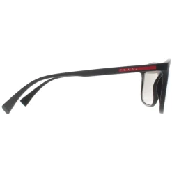 Prada Sport Rectangle^Sunglasses PS01TS DG02B0 Black Rubber Light Grey Silver Mi