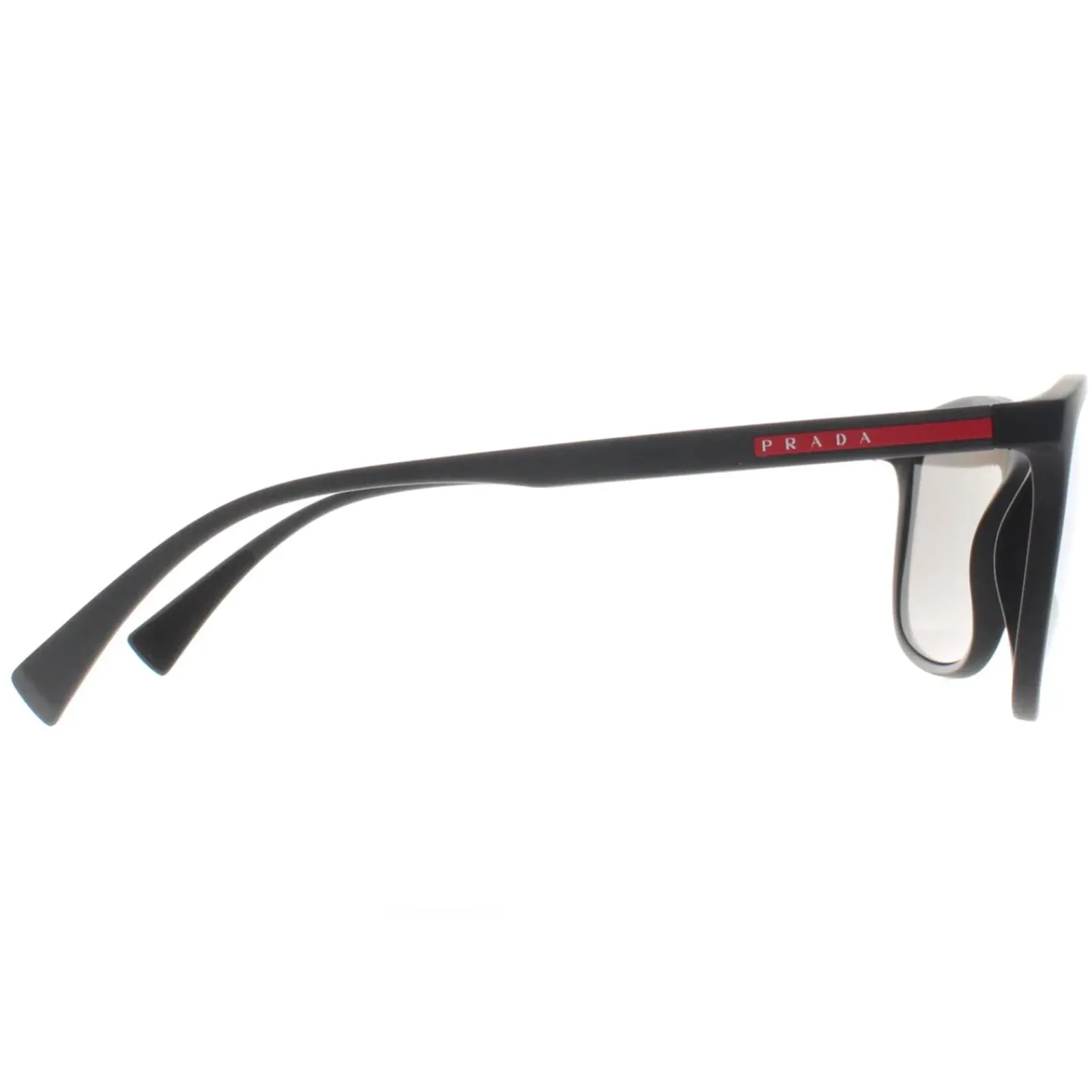 Prada Sport Rectangle^Sunglasses PS01TS DG02B0 Black Rubber Light Grey Silver Mi