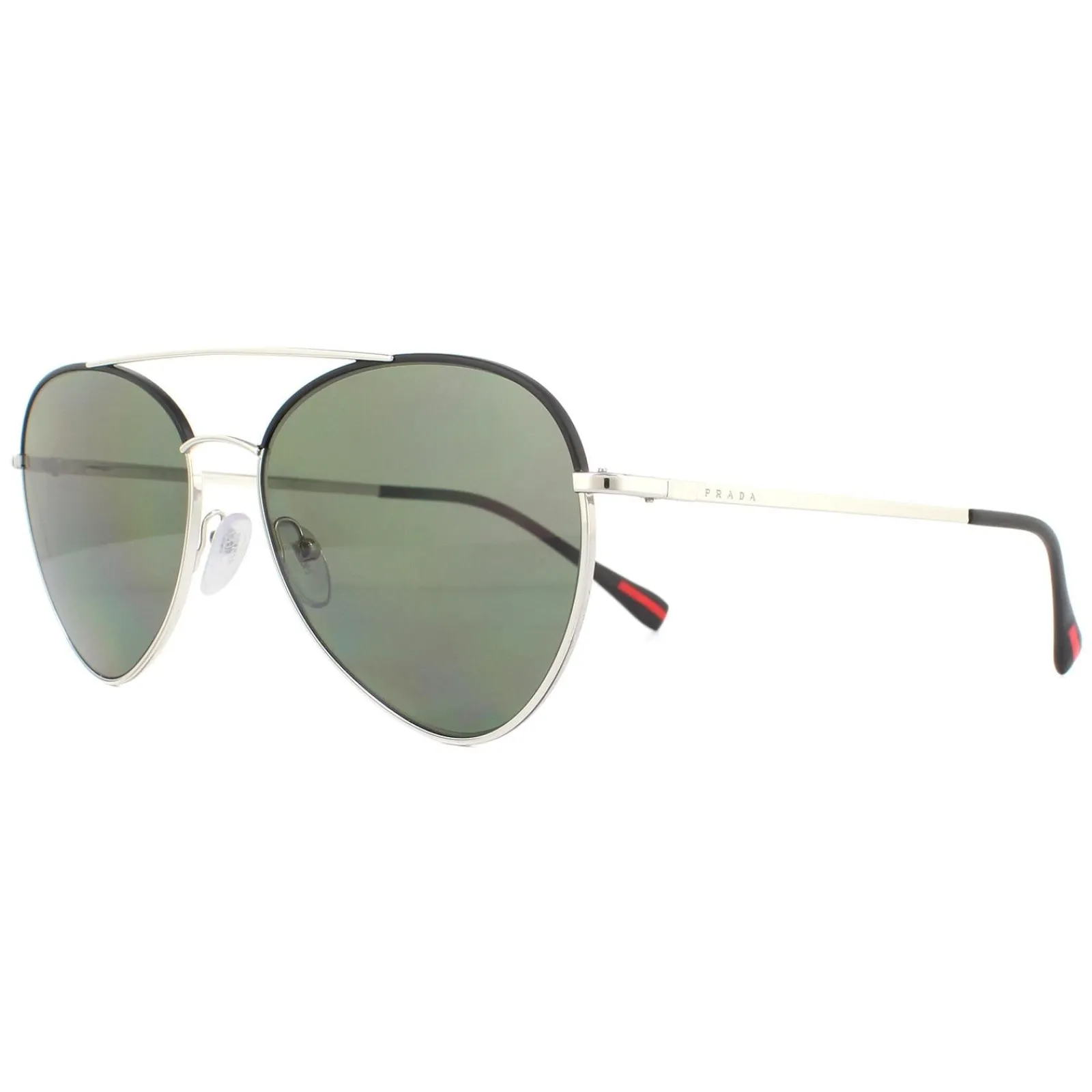 Prada Sport Polarised^Sunglasses 50SS GAQ5X1 Silver Black Green Polarized