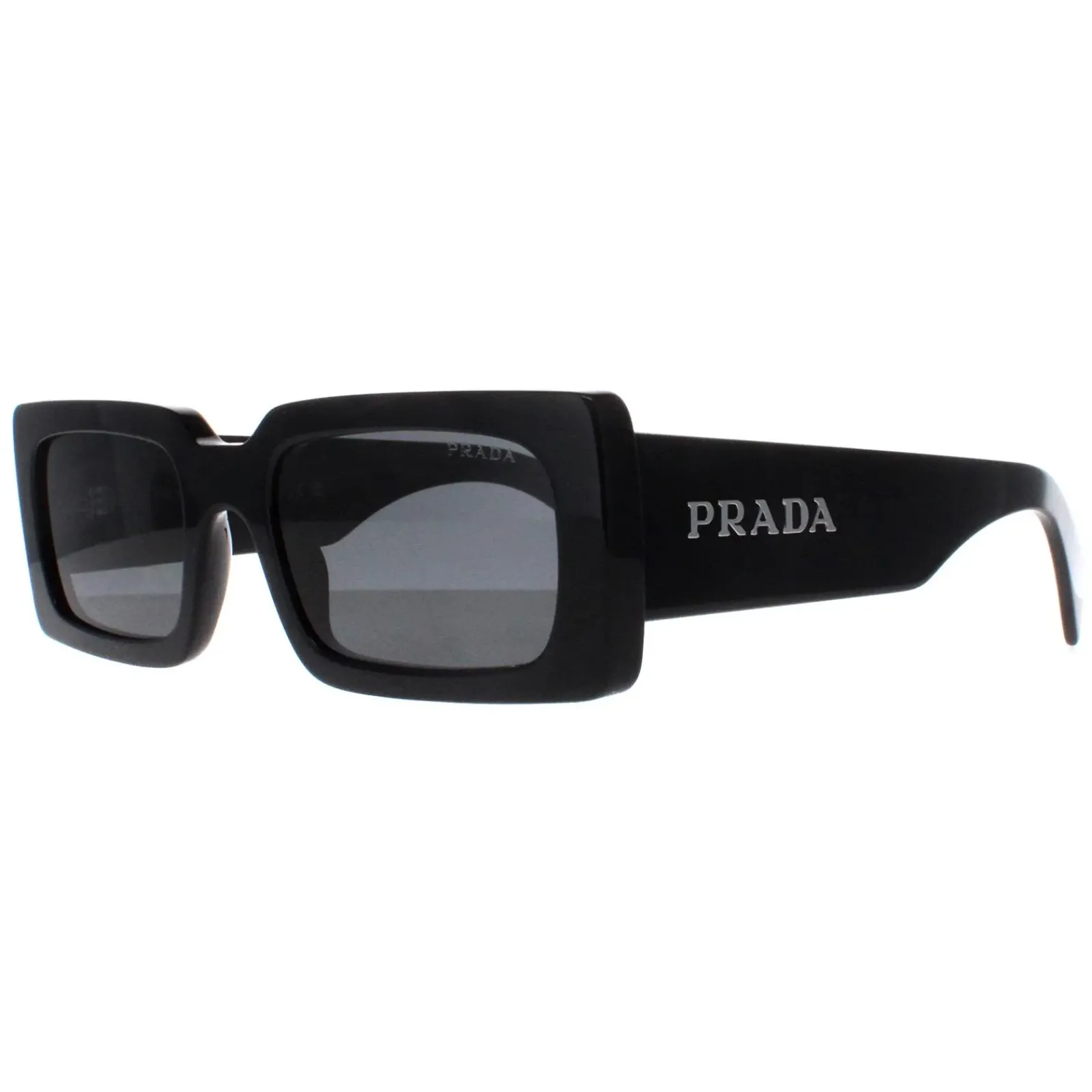 Prada Rectangle^Sunglasses PRA07S 1AB5S0 Black Dark Grey