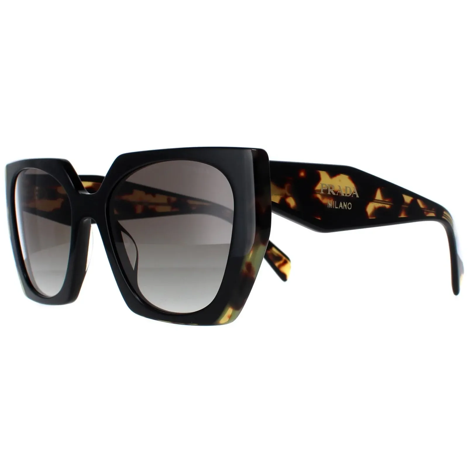 Prada Prada|Rectangle^Sunglasses PR15WS 3890A7 Black and Medium Tortoise Light Grey Gr